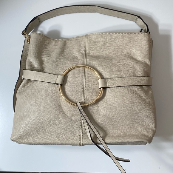 MELROSE AND MARKET pebbled leather hobo shoulder bag with crossbody strap white - Picture 1 of 15